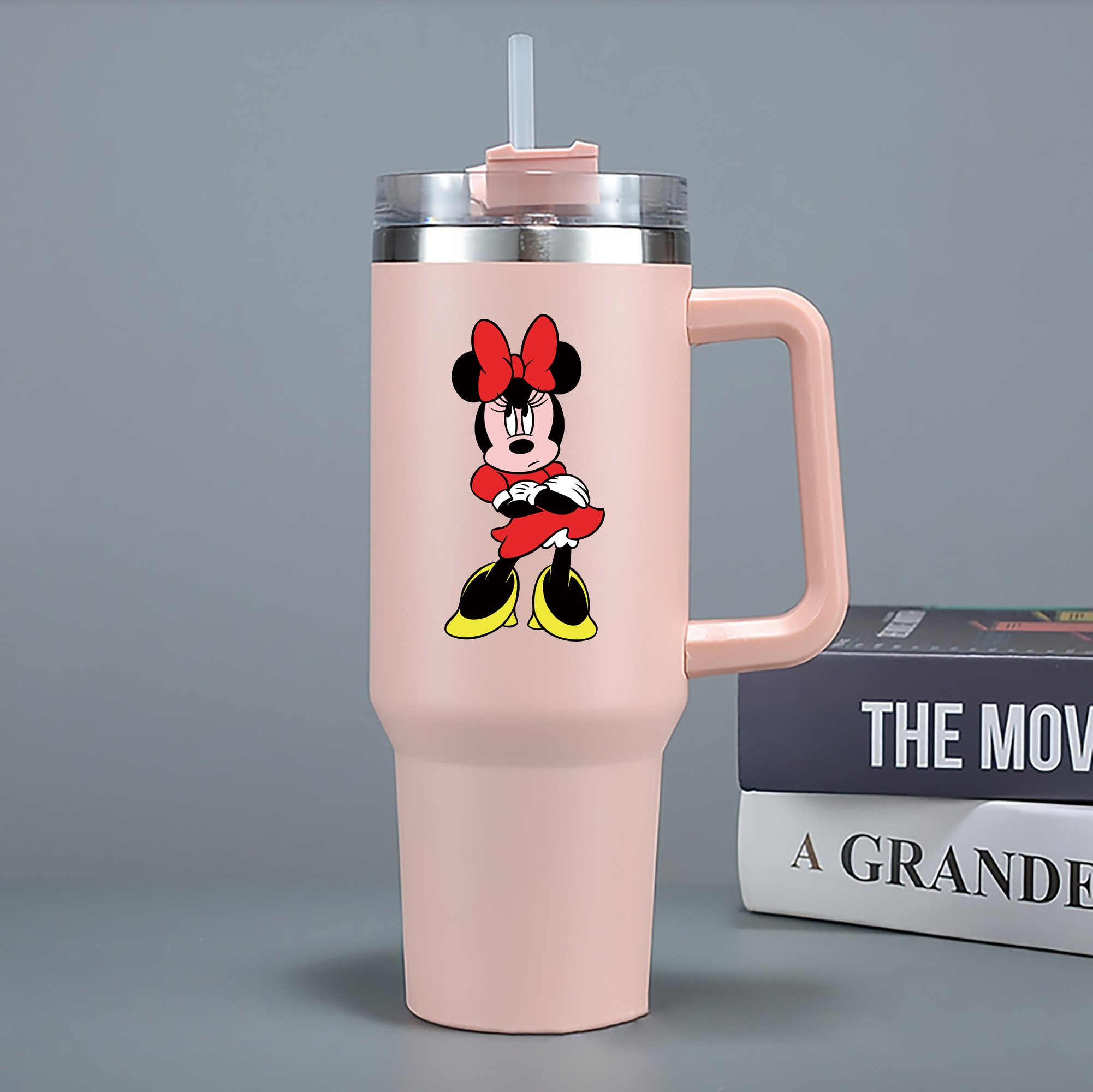 （画像用） ミッキーマウス Mickey Mouse 1200mL車用タンブラー - クリスタルステッカー（プラスチックストロー付き）